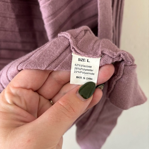 Lavender Open-Front Cardigan Sweater - Picture 3 of 4